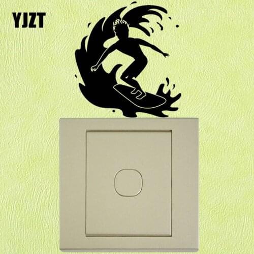 YJZT Surfing Surfs Up Quote Decor Vinyl Light Switch Stickers Wall Decals 8SS-2583