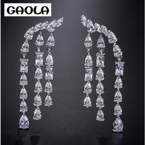 GAOLA Fashion Oval CZ Dangle Earrings For Women Geometric Rhinestone Jewelry Gift GLE8082