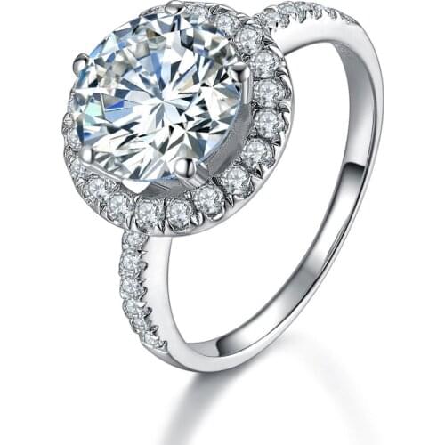 Brilliant Forever 3Ct Round Cut Ring Solid 925 Sterling Silver Engagement Ring White Gold Color Exquisite Craft Promise Ring