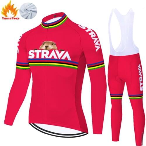 Strava Winter Thermal Fleece Cyclisme Homme Tricota Chaqueta Maillot Set Completo Jersey Ropa Ciclismo Hombre Cycling Equipment
