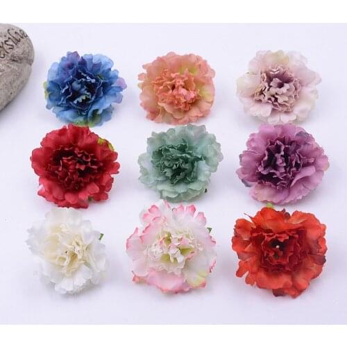 10pcs 5cm Cheap Artificial Silk Flowers Vivid Carnation Fake Leaf Wedding Home Party Decoration Carnation Mothers Day Gift