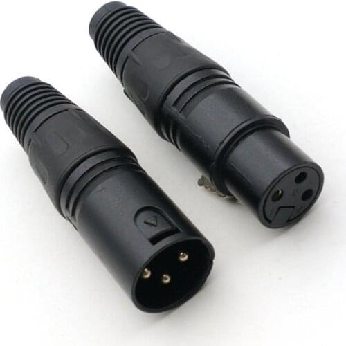 10pcs black MIC Female /male plug Diameter 3 pin XLR Audio Cable Connector