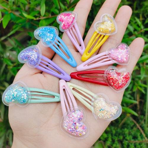 10pcs/lot Small Size Girls Hairclips Glitter Heart Birthday Gift Baby Girls Hair Accessories Kids Hair Clip For Children