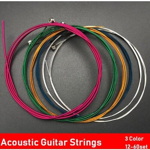 10Set Multi Color Acoustic Guitar Strings Colorful Steel Copper Alloy Wound 1st-6t Strings for Folk Guitarra