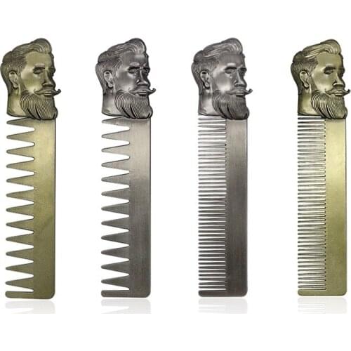 2 Style Salon Hairdressing Zinc-Alloy Men Beard Shaping Template Anti Static Beard Comb For Men Hair Beard Trim Tools Beard Comb