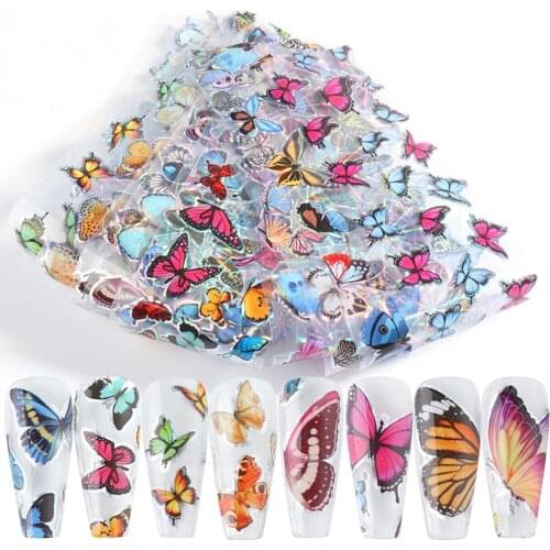 20Pcs Nail Sticker Butterfly Decoration Nails Art Sticker Tool Starry Sky Transfer Decal Manicure Decoration
