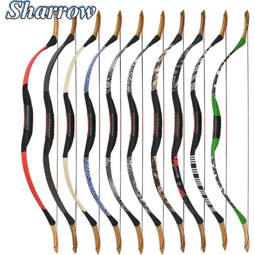 25~55lbs Archery 50-55" Wood Longbow Traditional Bow Hunting Recurve Bow Shooting Sheepskin Cover Riser Bow and Arrow Shooting