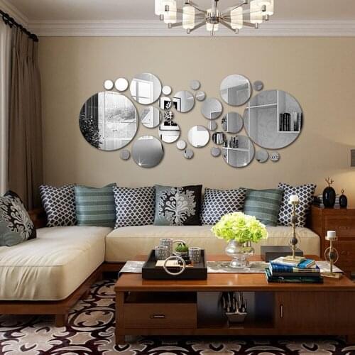 28pcs 3D Mirror Wall Sticker Round Mirror DIY TV Background Bathroom Stickers Wall Decor bedroom Bathroom Home Decoration mirror
