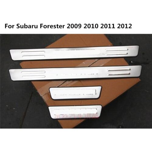 Stainless steel Door Sill Scuff Plate panel kick step protector threshold For Subaru Forester 2009-2012 4PCS