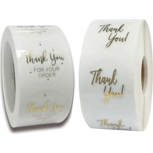 50-500pcs Labels 1inch Clear Gold Foil Thank You Stickers For Wedding Pretty Gift Cards Envelope Sealing Label Stickers
