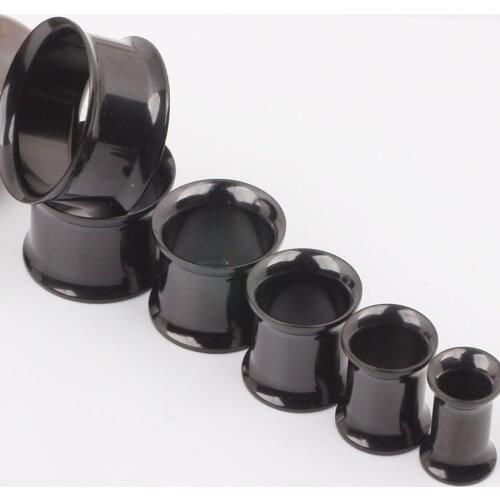 50pcs/lot Mix 7 Size 5-16mm Stainless Steel Black Ear Plugs Gauges Flesh Tunnels Piercing Ear Expanders wholesales