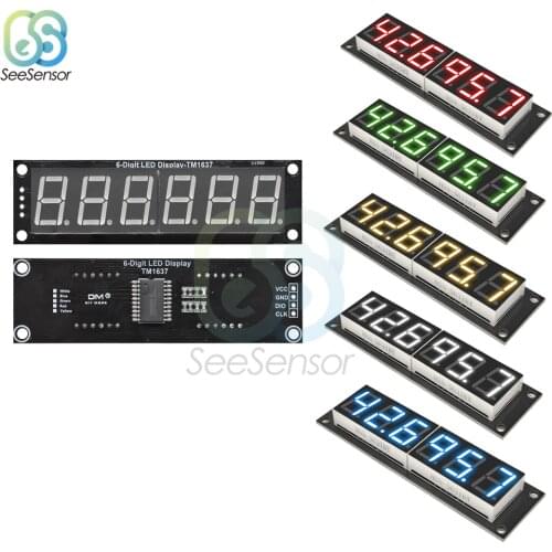 0.56 inch TM1637 6-Digit 7-segment LED Digital Tube Display Control Module For Arduino 5V Microcontroller Serial Driver 76x19mm