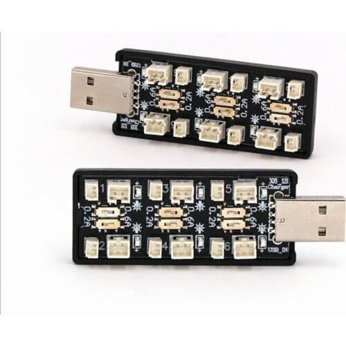 6CH USB 3.8V 1S LiHv Lipo Battery Charging Adapter Board 5V 2A USB Battery Charger Board for RC Cine Whoop Drone Battery PH2.0