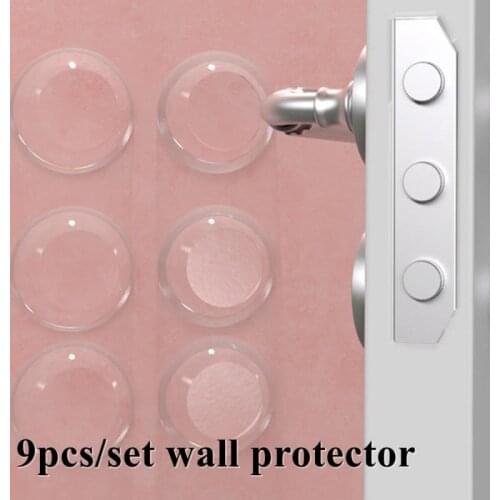 9pcs/set Transparent Silicone Wall Protector Door Handle Bumper Protective Plug Non-slip Self-adhesive Round Doors Stop Muffler