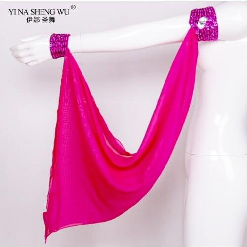 11 Colors Wholesale Belly Dance Costume Accessories 1 Piece Arm Sleeves Wrist Adjustable Chiffon Sleeve Sequins Armbands New