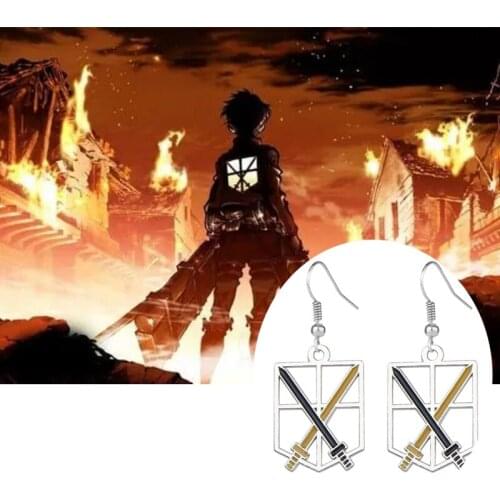 Anime Attack On Titan Drop Earring Attack Wings SHIKISHIMA EREN Cosplay Dangle Earrings For Women Girl Ear Jewelry