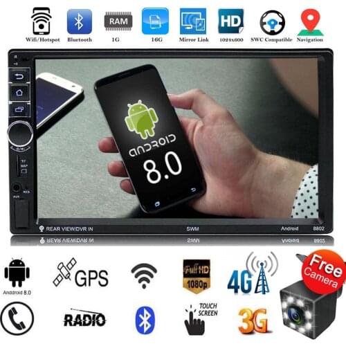 Car 2 Din Android 7.1 System 7 Inch 4 Cores Touch Screen Bluetooth FM AM Radio GPS Navigation MP4 MP5 Multimedia Player