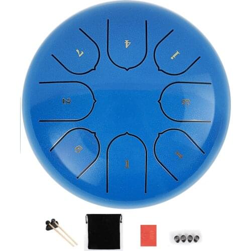 Tongue Drum 6 Inch 8 Tune Steel Tongue Drum Set With Drumstick Finger Cots Drum Bag Drumstick Stand Instruments Accessories