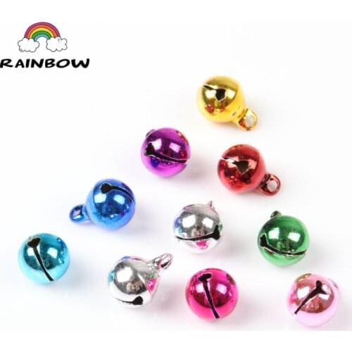 8mm 10pcs Mix color Copper Round Loose Beads Jingle Bells Christmas Tree Ornamen Decoration Pendants Party Home Accessories