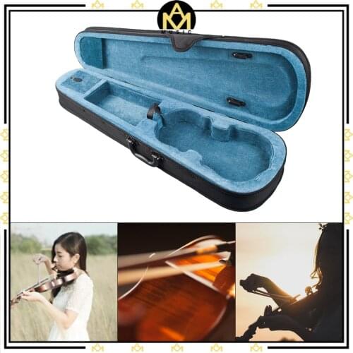 Violin Case 4/4 3/4 1/2 1/4 1/8 Canvas Black Hard Box Backpack Safety Protection Lightweight And Easy For Travel Or Concert