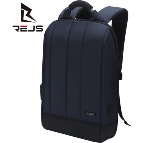 REJS LANGT Business Backpack Men Anti-theft 15.6 Inch Laptop Backpacks with Charging Fashion Slim School Bag for Teenager