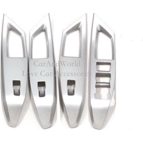 For Ford Focus 4 2019 Interior Door Armrest Cover Window Glass Lift Switch Button Panel Trims ABS Chrome Car Molding Accessories