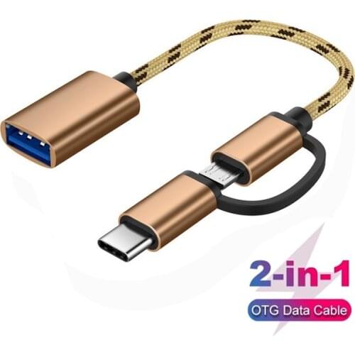 2 in 1 Type-C OTG Adapter Cable for Samsung S10 S10 Xiaomi Mi 9 Android Mouse Gamepad Tablet PC Type C OTG USB Phone Cable