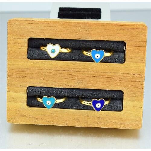 Heart-shaped Demon Eye Ring Enamel Charm Opening Adjustable Ring Greek Eye Charm Evil Eye Ring Jewelry