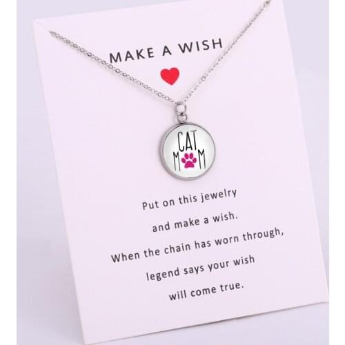Cats Mom Paw Dogs Mom Chain Necklaces Women Girl Unisex Jewelry Friendship Gift Wholesale Drop Shipping