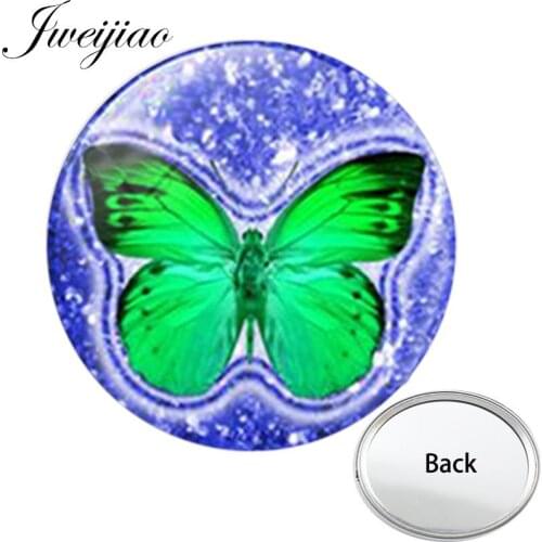 Youhaken Colourful Beautiful Butterfly One Side Flat Mini Pocket Mirror Compact Portable Makeup Vanity Hand Travel Purse Mirror