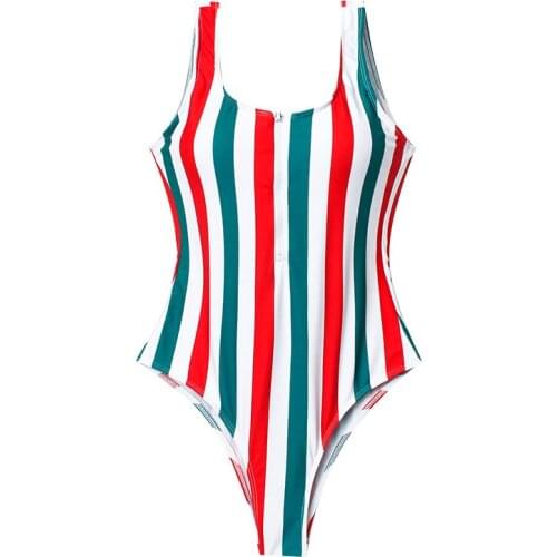 Duguj2019 Swimsuit Monokini Stripe Swimwear Push Up Backless Sexy Push Up Summer One Piece Sling Striped Padded Bikini Beachwear