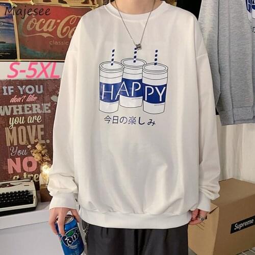 Men No Hat Hoodies Cartoon Print Long Sleeve Sweatshirts Male Autumn Plus Size 5XL Couples Fashion Harajuku Casual Outwear Baggy