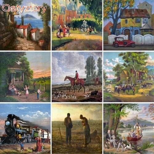 GATYZTORY Frame 60x75cm Suburban Scenery Painting By Numbers Kit Acrylic Diy Paint By Numbers For Home Decor Paint Artwork Gift
