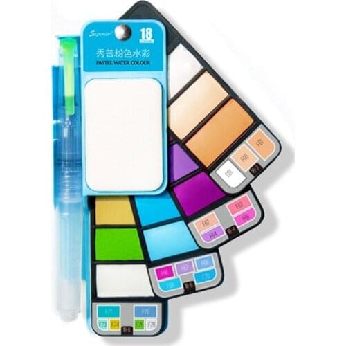 Superior Portable 18 Colors Solid Water Color Paint Brush Set Watercolor Pigment For Artist Student Art Outdoor Painting Tool