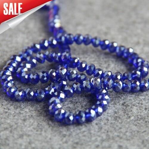 New For Bracelet 4*6mm Faceted Dark Blue AB+ Colorful Glass Crystal Beads Stone Loose 100pcs DIY Fashion Jewelry Making Design