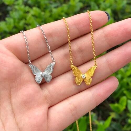 Stainless Steel Butterfly Necklace For Women Beautiful Gold Silver Color Simple Insect Women Long Necklace Butterfly Love Gifts