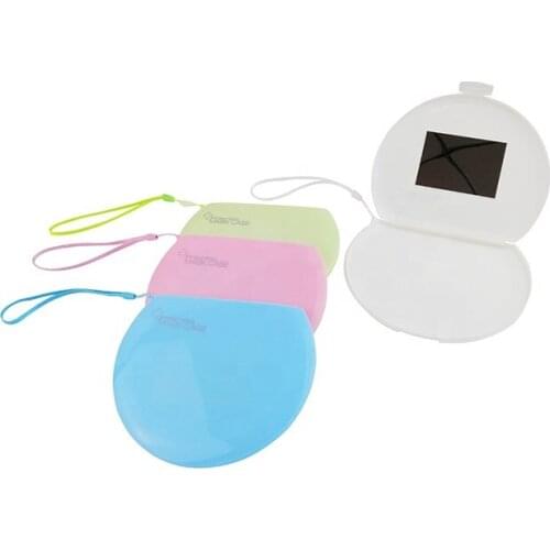 Plastic Portable Round Dustproof Small Pocket Storage Case with Mirror