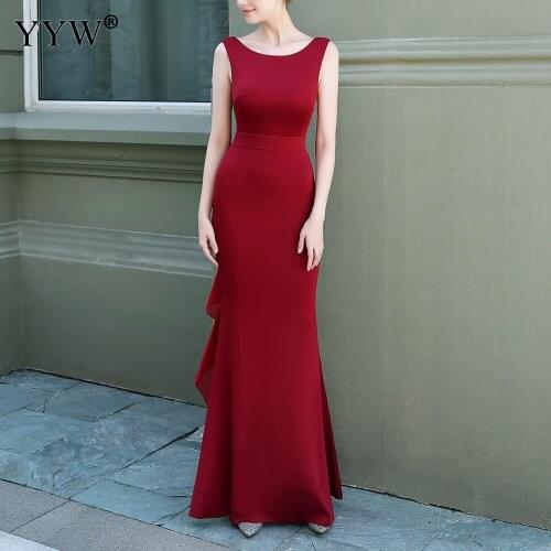 Elegant Woman Solid Mermaid Long Evening Dress Sleevess Fashion Female Sexy Backless Evening Party Dresses Femme Vestidos XXL