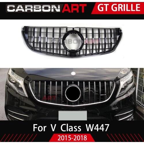 2015+ V Class GT Grill Grille Vertical Style For Mercedez W447 Gt Grille MPV Auto Front Mesh For V250 V260 V220 Restyling Grill