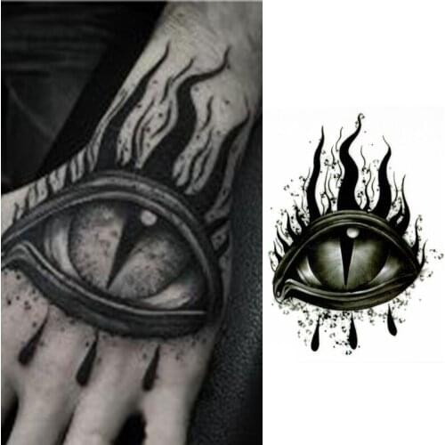 Waterproof Temporary Tattoo Sticker Dark Demon Eye Tears Back of The Hand Art Water Transfer Fake Flash Tatoo for Girl Women Men