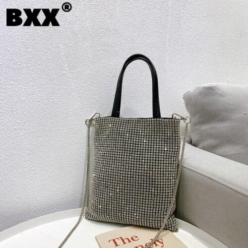 [BXX] Ladies Vintage Luxury Rhinestone Bags Women 2021 Fashion Designer Branded Chain Crossbody Hand Bag Trend Handbags CB348