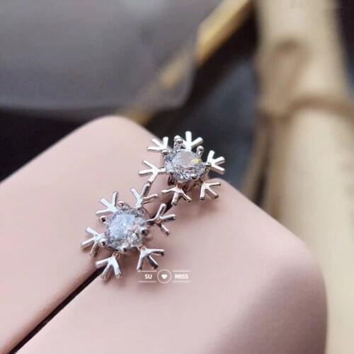 Free Ship New Fashion Ladies Crystal Snow Flake Earing Bijoux Splinter Stud Earrings For Women Wedding Jewelry Earrings Wholesal