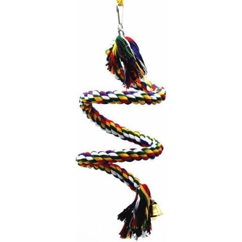 1 * Bird Toy Parrot Birds Stainless Steel Cotton Rope Toy Hanging Rope With Hook 50cm Parrot Climbing Rope