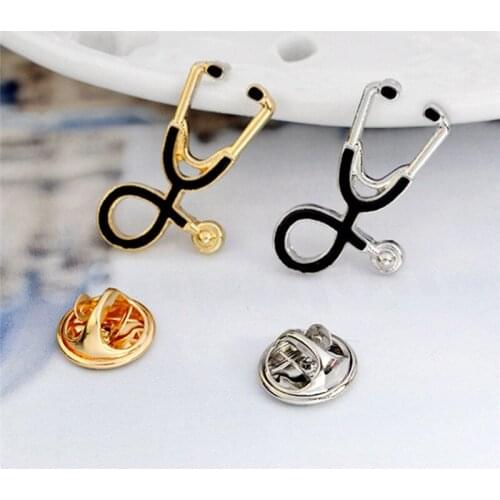 1pc Fashion Gold Silver Plated Stethoscope Brooch Pin Nurse Jewelry Medical Jewelry Gift