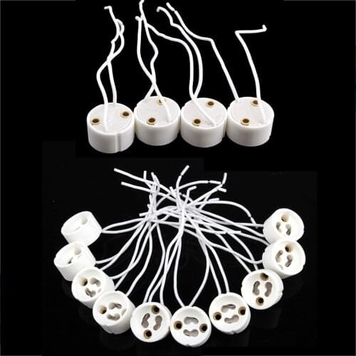 10Pcs GU10 Socket Holder Ceramic Bulb Halogen Lamp Wire Connector Holder Base