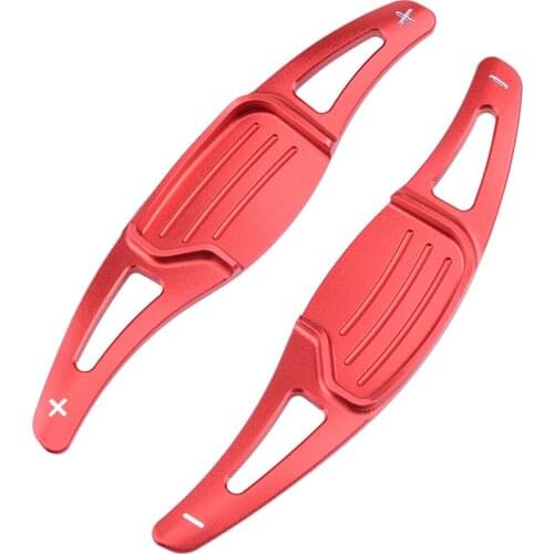 2pcs Car Aluminum Alloy Red Steering Wheel Shift Paddle Shifter Extension Gear Lever Trim Fit For Ford Mondeo Taurus Edge