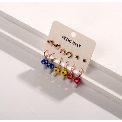 3pcs New Acrylic Mushroom Long Pendant Earrings Quality Drop Earrings for Girls Women Children Birthday Gift Lovely Jewelry