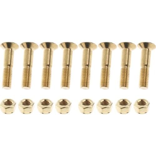 8pcs Aluminium Alloy Replacement Skateboard Truck Hardware Set Screws Nuts - Golden