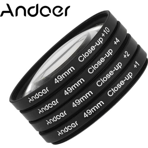Andoer 49mm Macro Close-Up Filter Set +1 +2 +4 +10 with Pouch for Nikon Canon Sony DSLRs