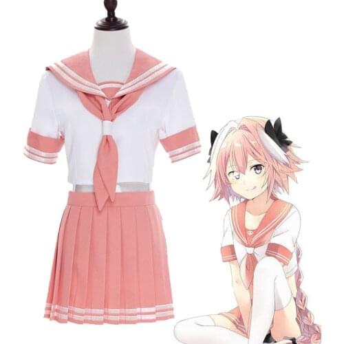 Anime Fate/Apocrypha Astolfo Cosplay Costumes Japanese Student Girls School Uniforms Halloween,Christmas Sailor suit Full Sets